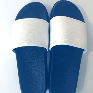 CALVIN KLEIN MEN MACKEE BLACK/WHITE SLIDE SANDALS